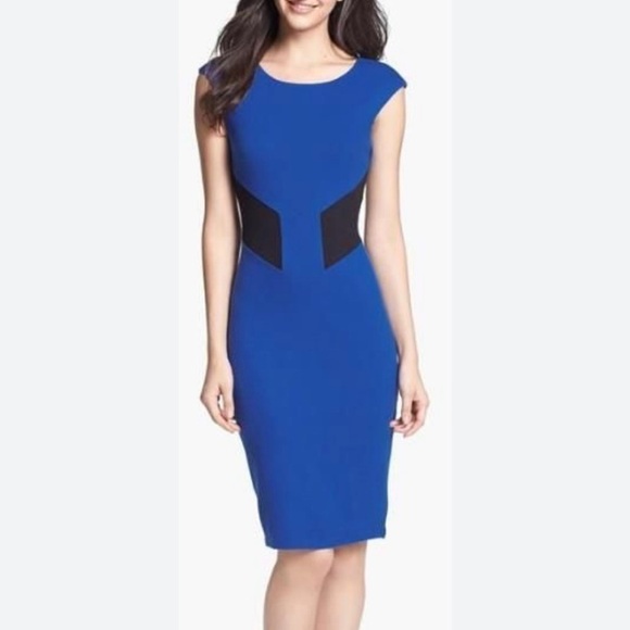 Bailey 44 Blue and Black Sheath Dress - Size Large formal corpcore - Picture 1 of 5